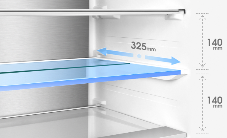 TCL C387BF Refrigerator Foldable and Reversible Glass Shelf