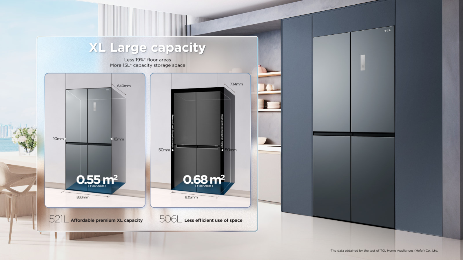TCL RC521CXE0 Refrigerator Is With A Bigger Space