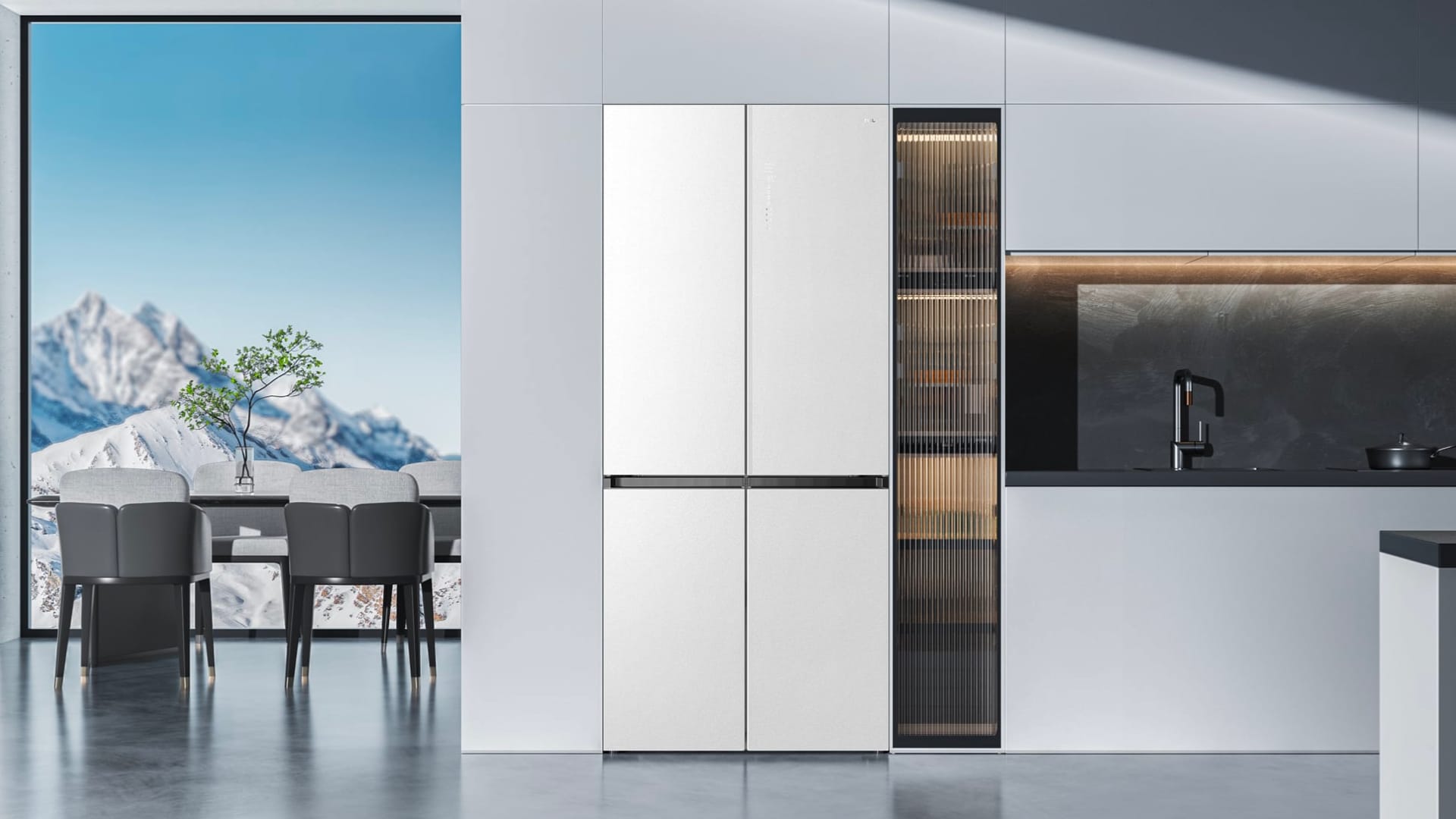 TCL 超薄零嵌冰箱 「冰釉白」面板