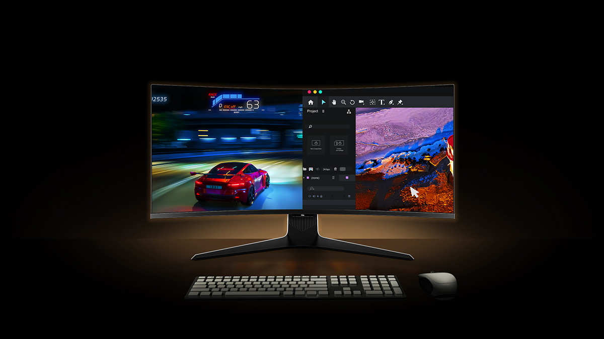 TCL QD Mini LED 34インチ モニター TCL、量子ドットMini LED搭載のカーヴド仕様のゲーミング