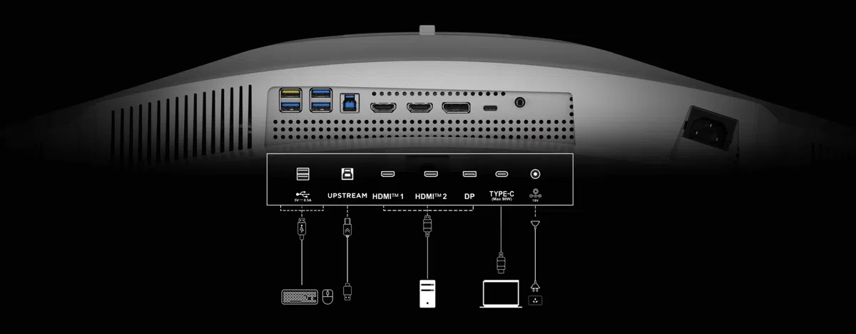 TCL 57R94 Monitor Rear panel hole diagram