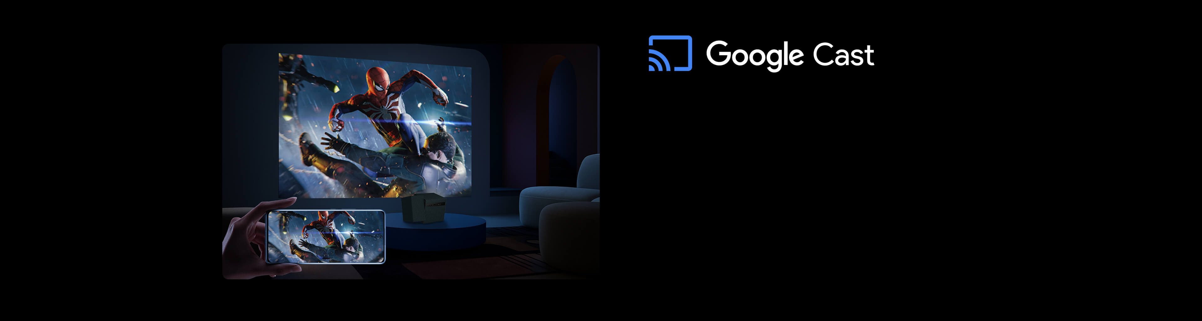 TCL PlayCube projector with Google Cast™.