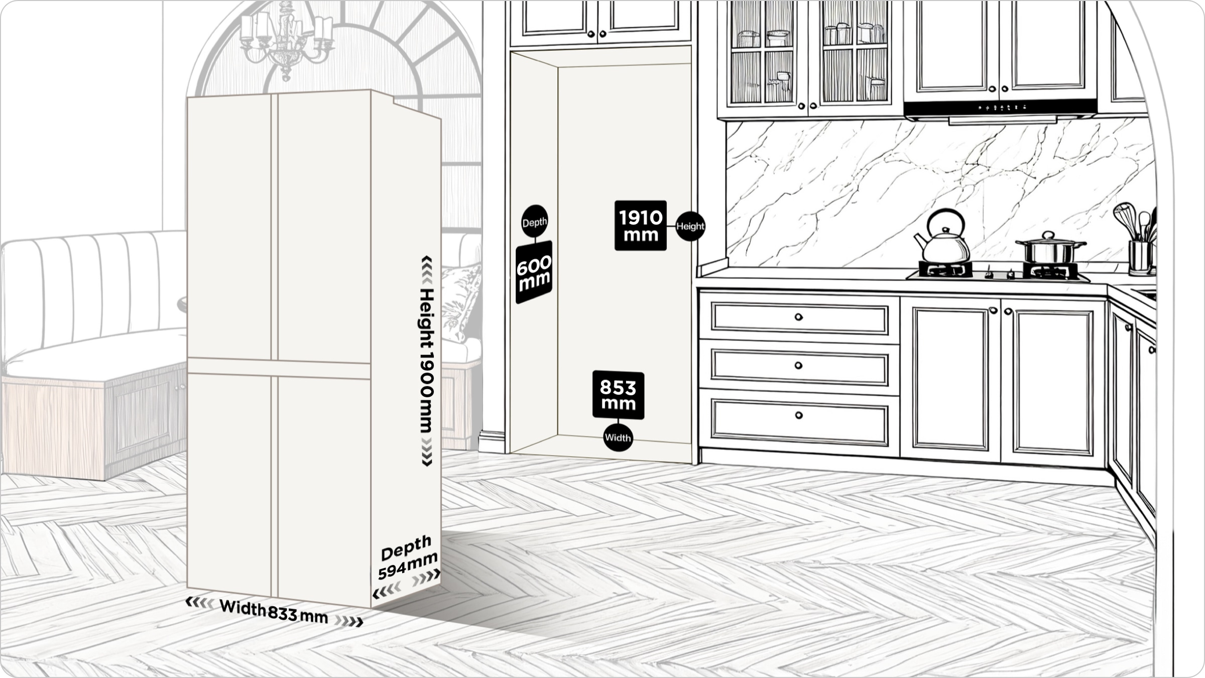 TCL Refrigerator C508CD installation clearance and placement guide