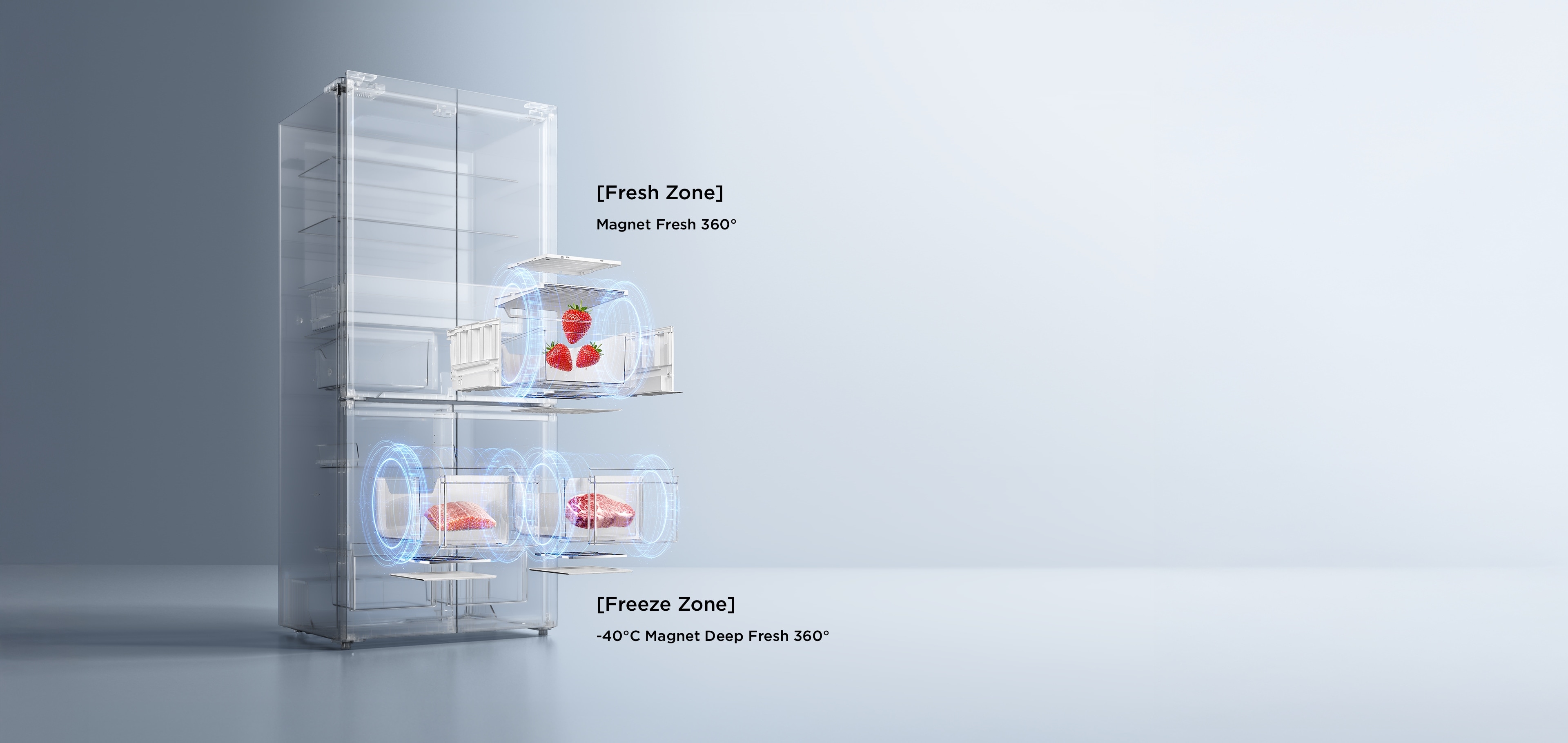 TCL Magnet Fresh 360° magnetic preservation refrigerator keeping ingredients fresh