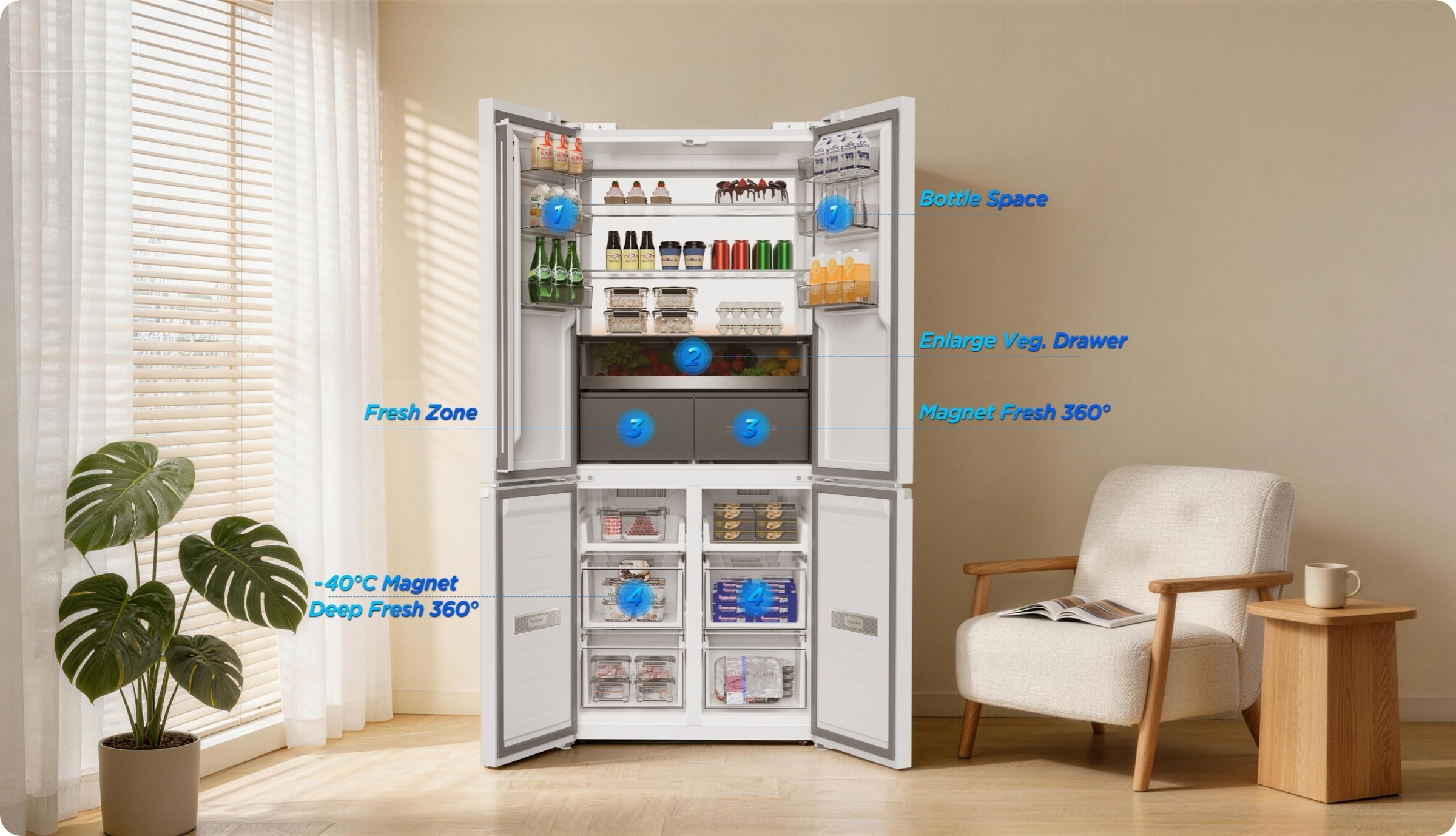 乐竟体育 Refrigerator C508CD with Super  Capacity