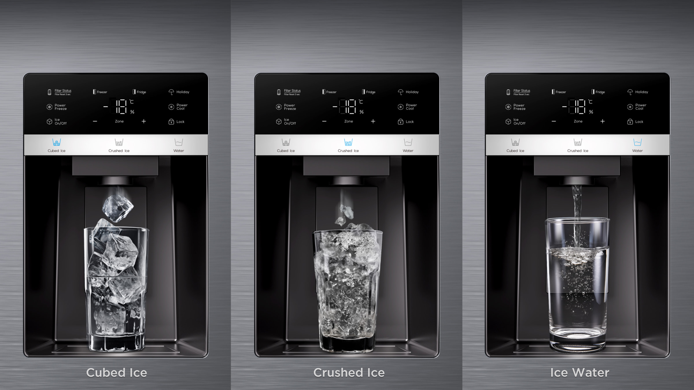 Refrigerador TCL C575SBIM 3 en 1 con máquina de hielo: fabrica y almacena hielo.
