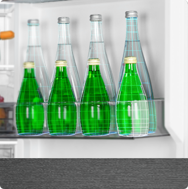 TCL P409BF Refrigerator Two Rows of Cans or Bottles