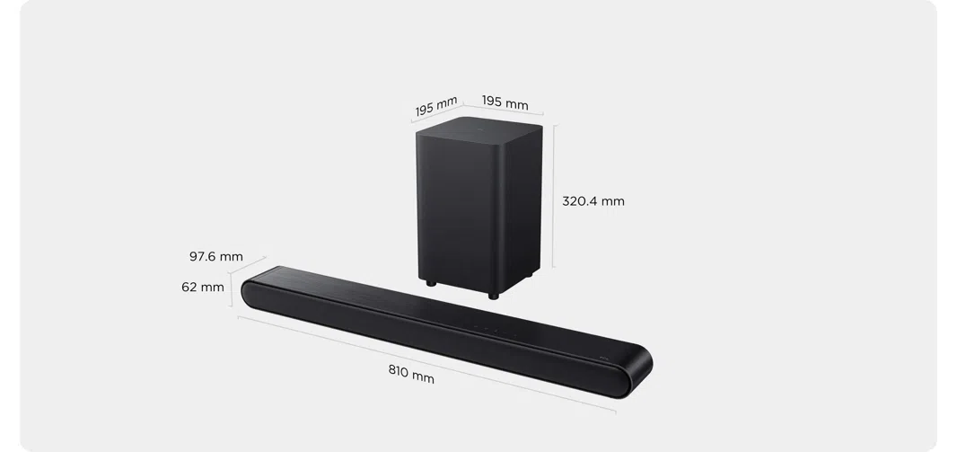 Tamaño de la barra de sonido TCL S643W