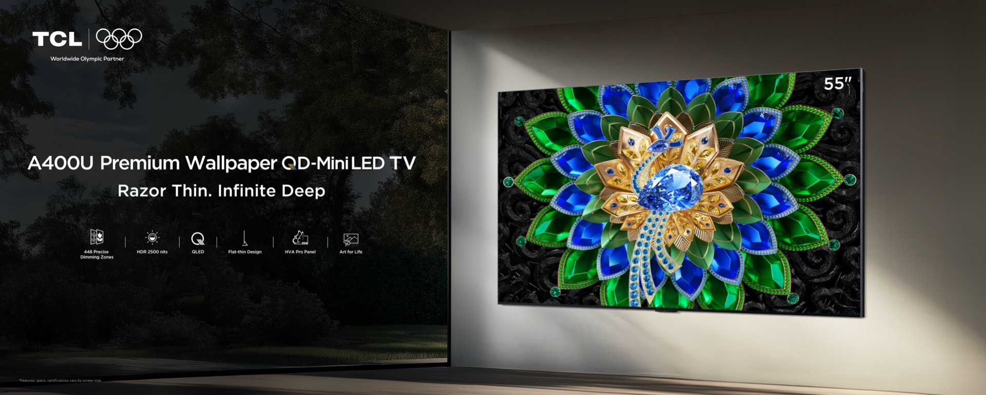 乐竟体育 A400U Premium QD-MiniLED TV's Key Banner