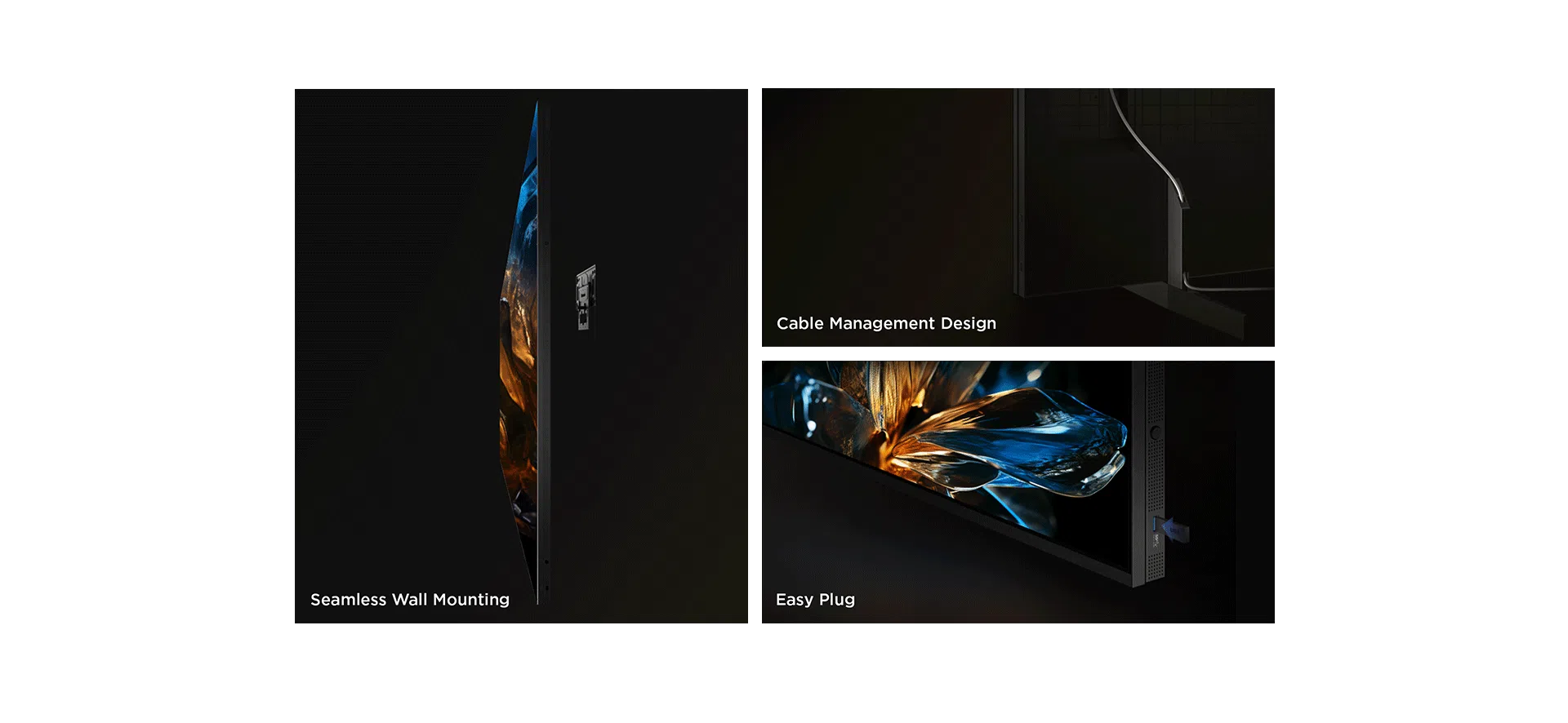 seamlessly wall-mounted