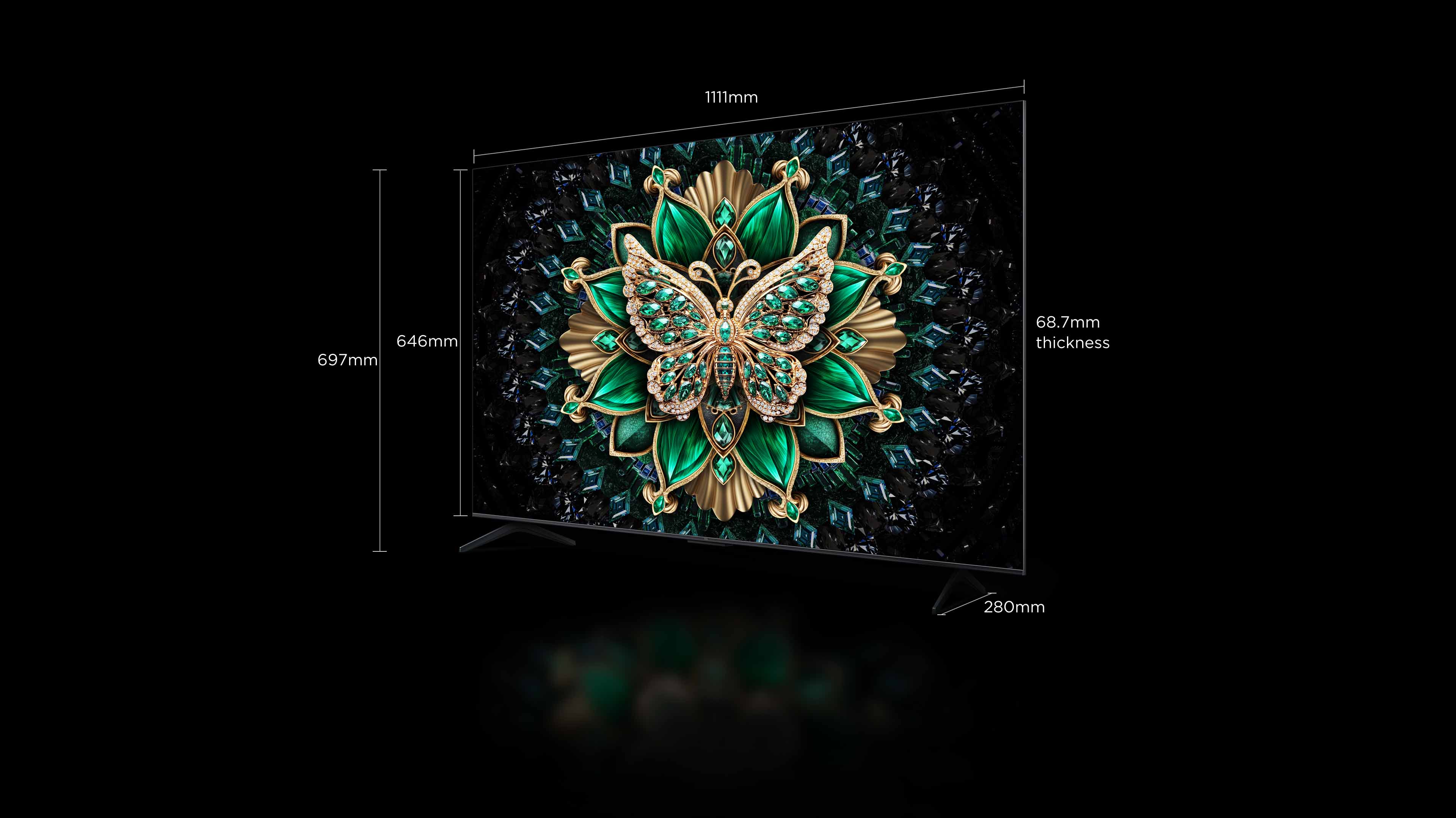 TCL 50 inch C6K TV screen size 