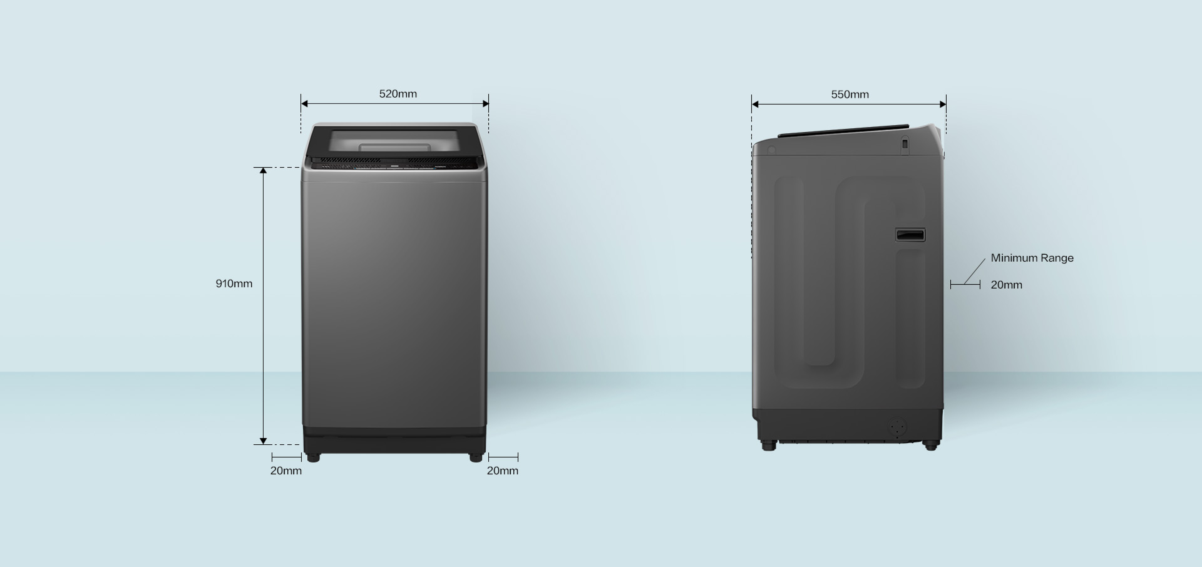 TCL F430 Washer Net Dimension 