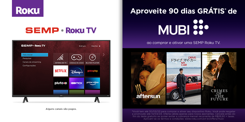 Televisores SEMP e TCL com sistema operacional Roku oferecem 3 meses grátis de Apple TV+