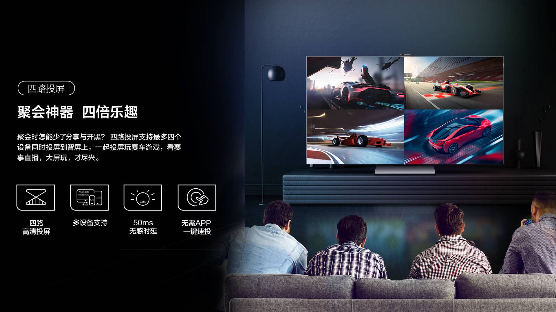 四路投屏，聚会神器