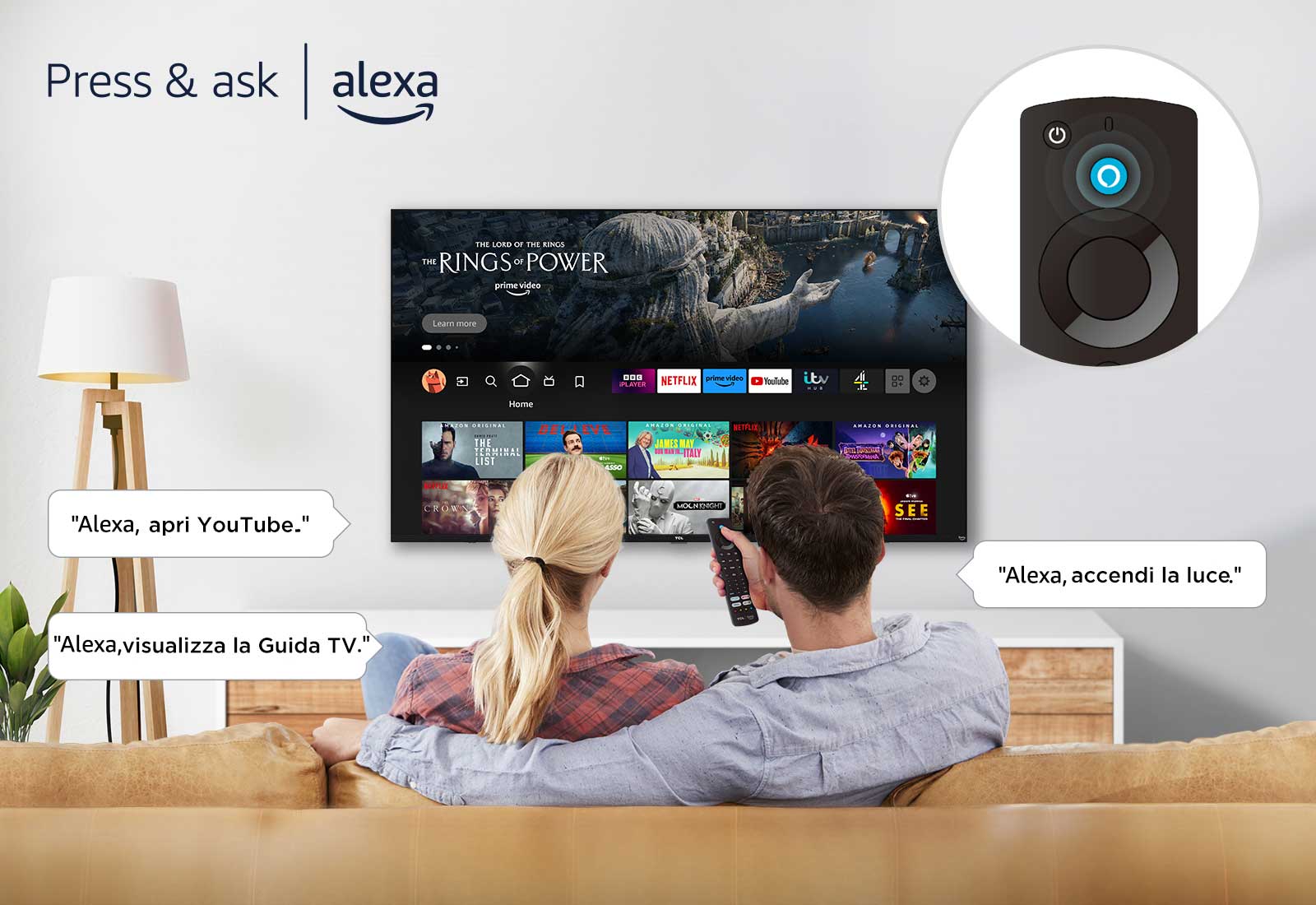 TCL cf630 Press Ask Alexa