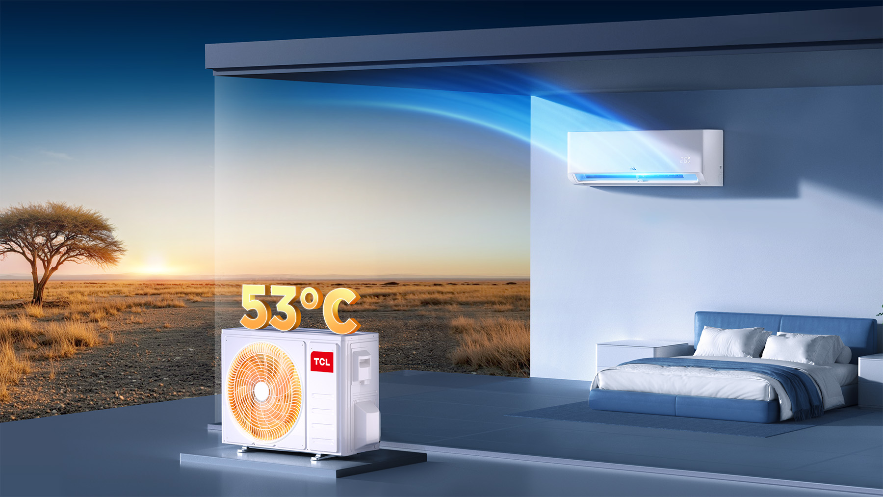 TCL SaveIN AI Air Conditioner Stable Operation at 60 ℃ High Ambient Temperature
