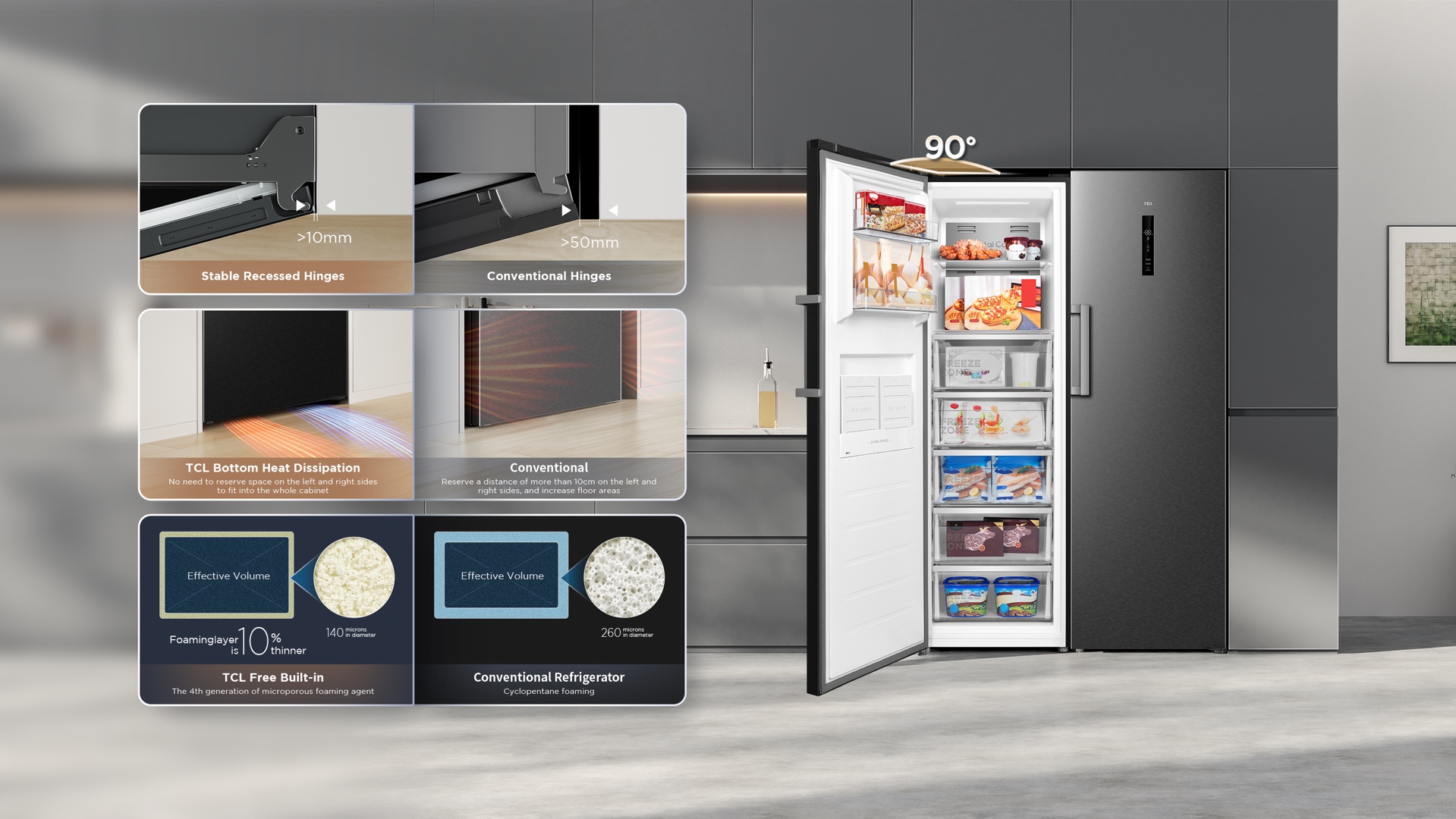 TCL  refrigerator adapts to any kitchen decoration