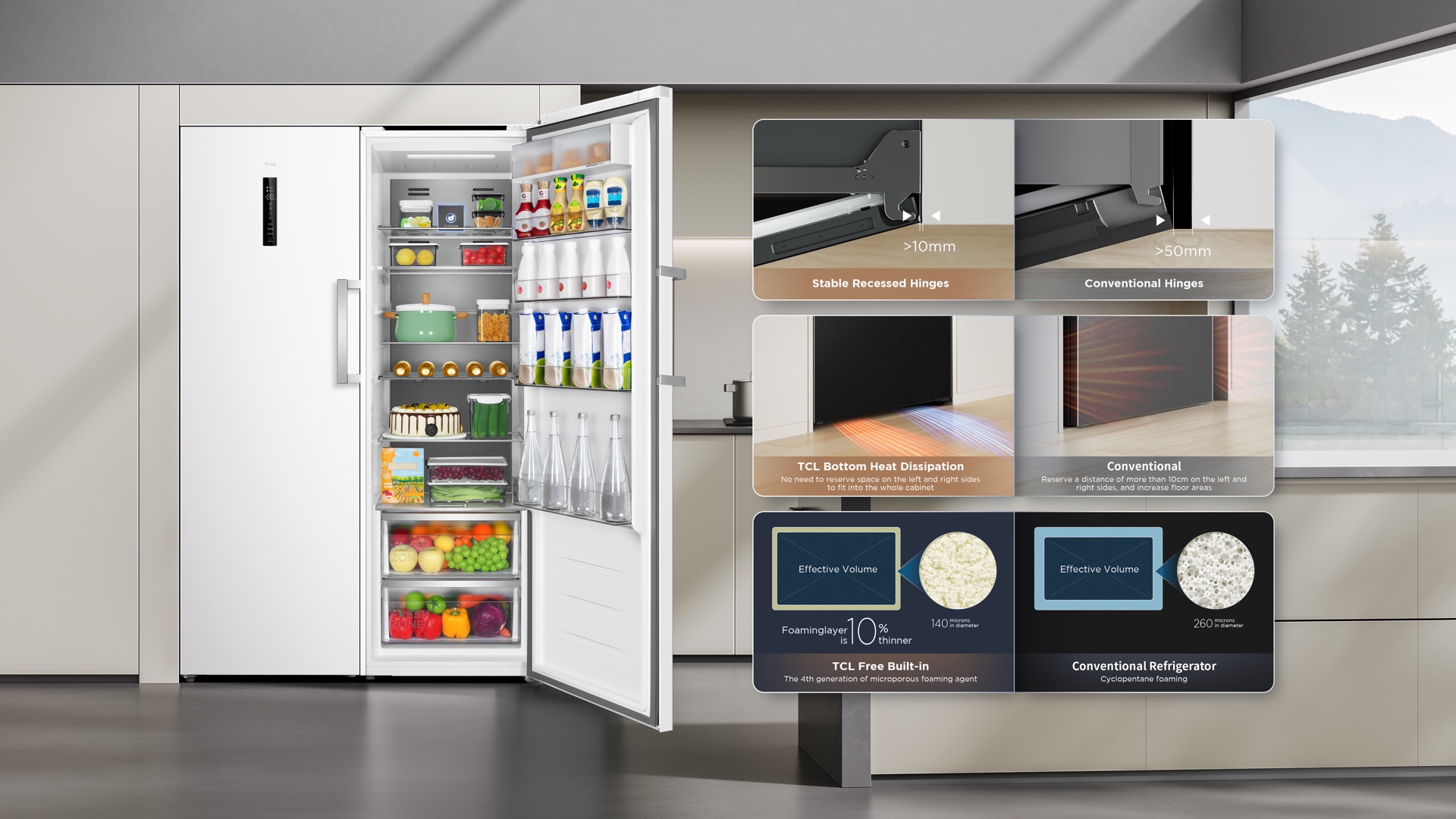 TCL  refrigerator adapts to any kitchen decoration