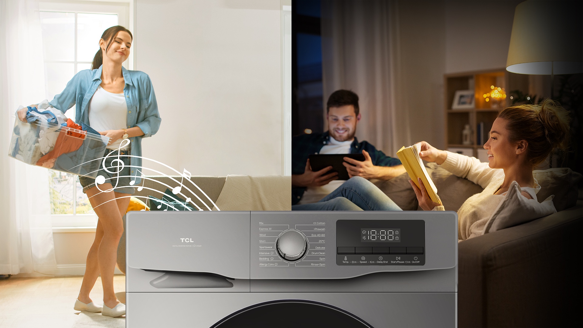 TCL FF0724WA2 washing machine with silent button