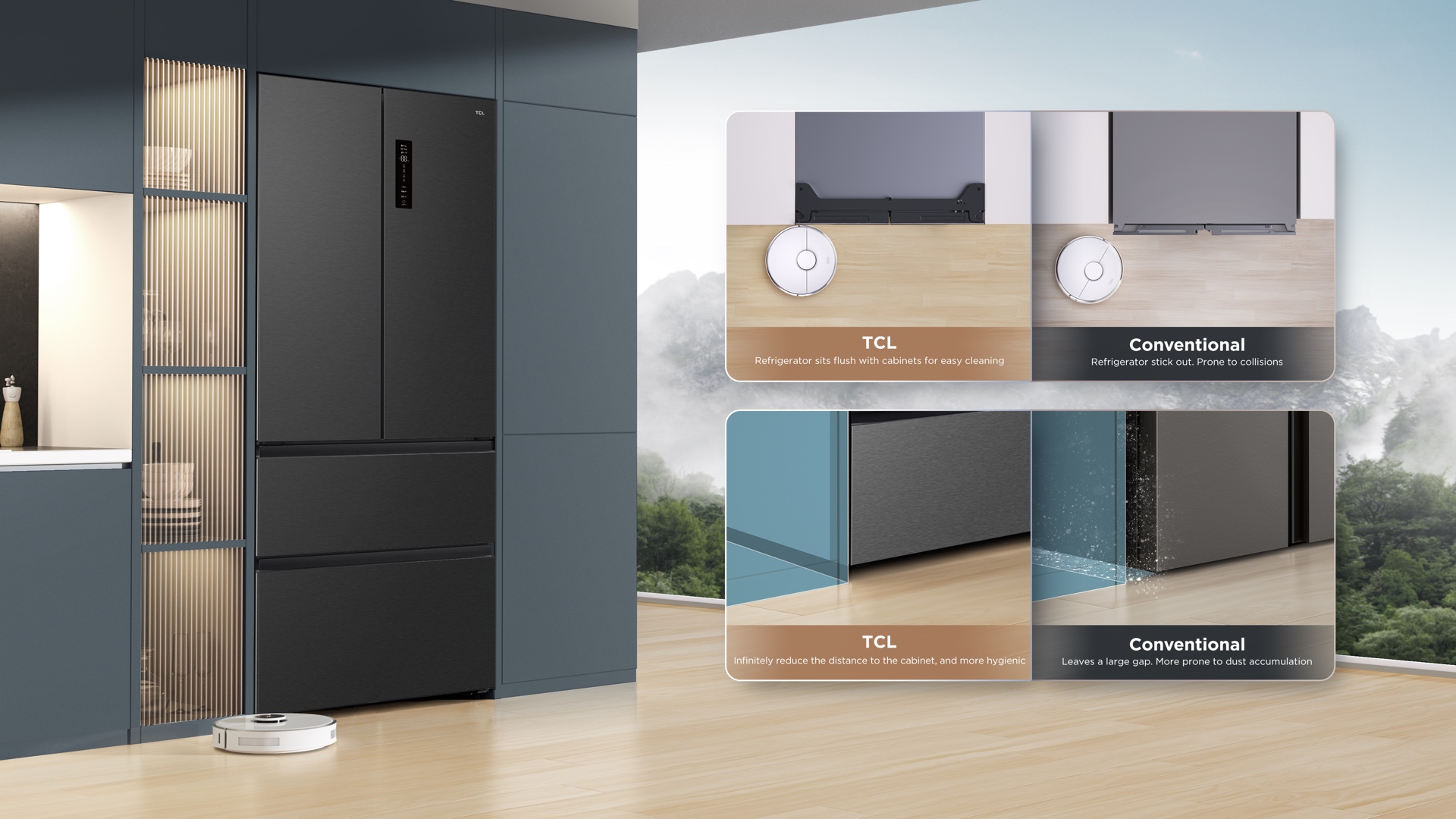 TCL RC532FBE0 refrigerator adapts to any kitchen decoration