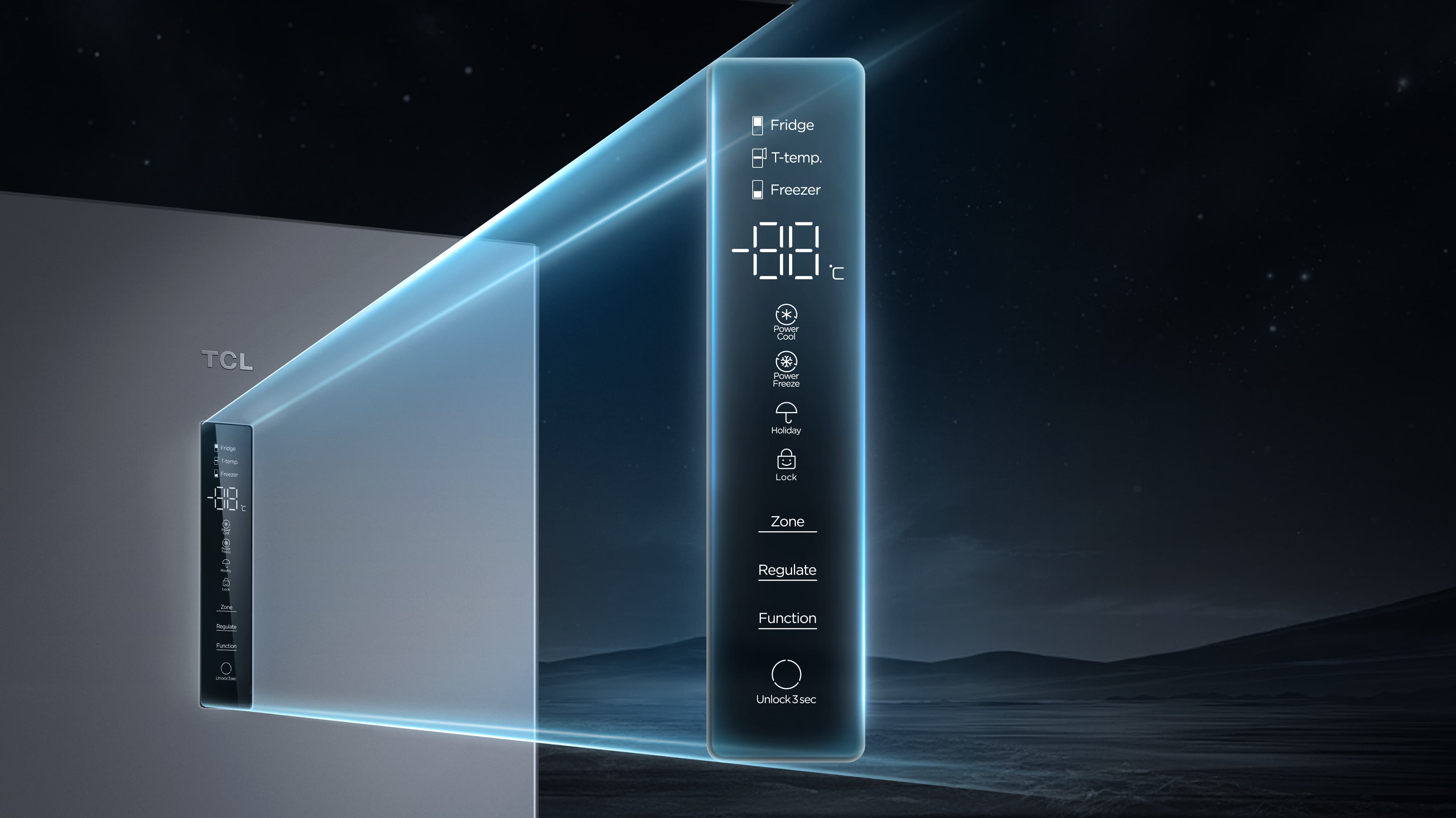 TCL Fridge with Touch Screen Digital Display