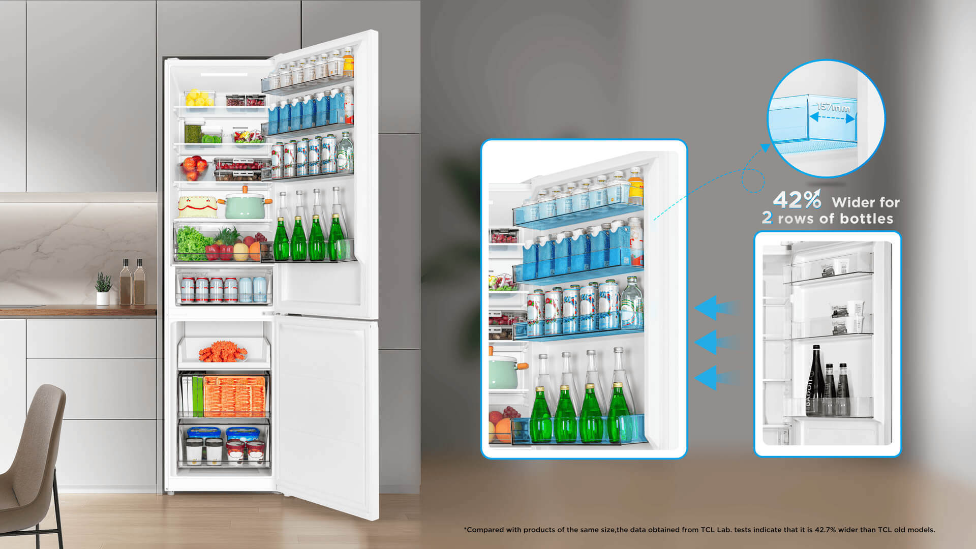 The large-capacity door bottle frame can store frequently consumed beverages