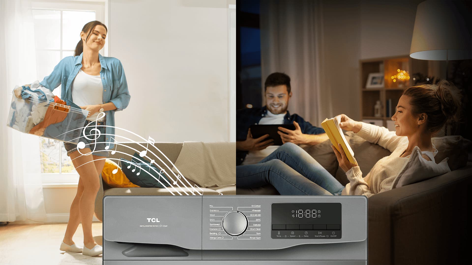 TCL FF0814SA1 washing machine with silent button