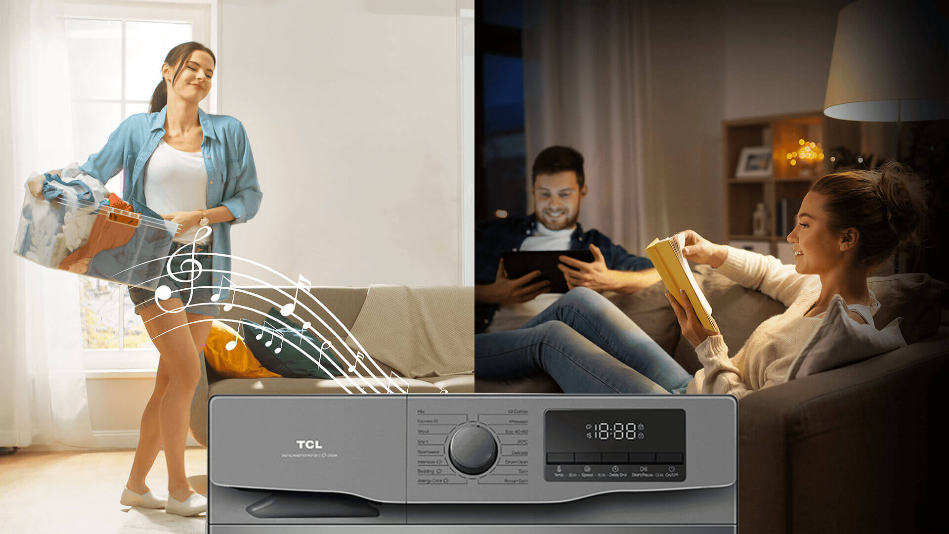 TCL FF0912SA0 washing machine with silent button