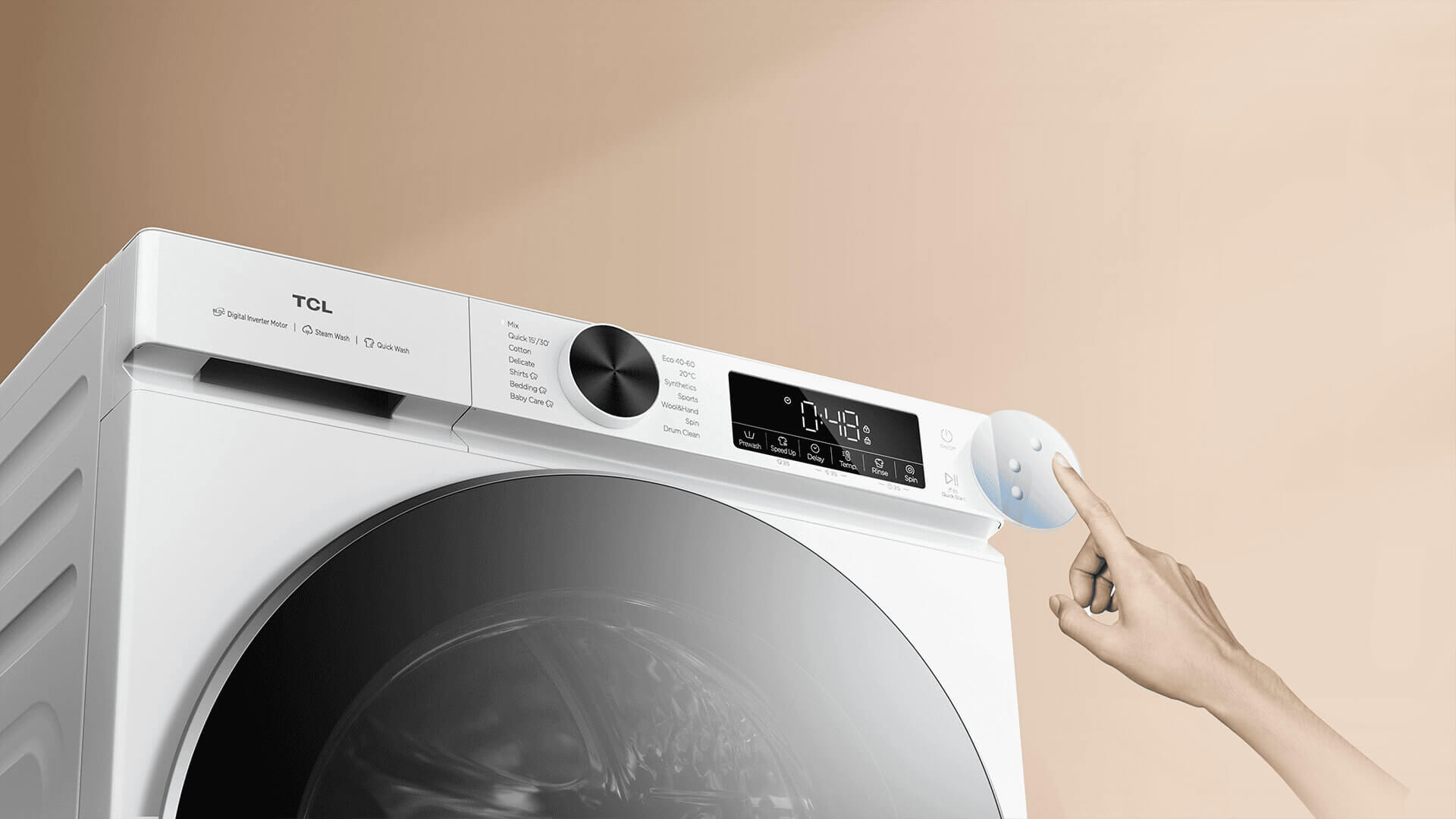 TCL FP0944WA0 washing machine with braille touch control