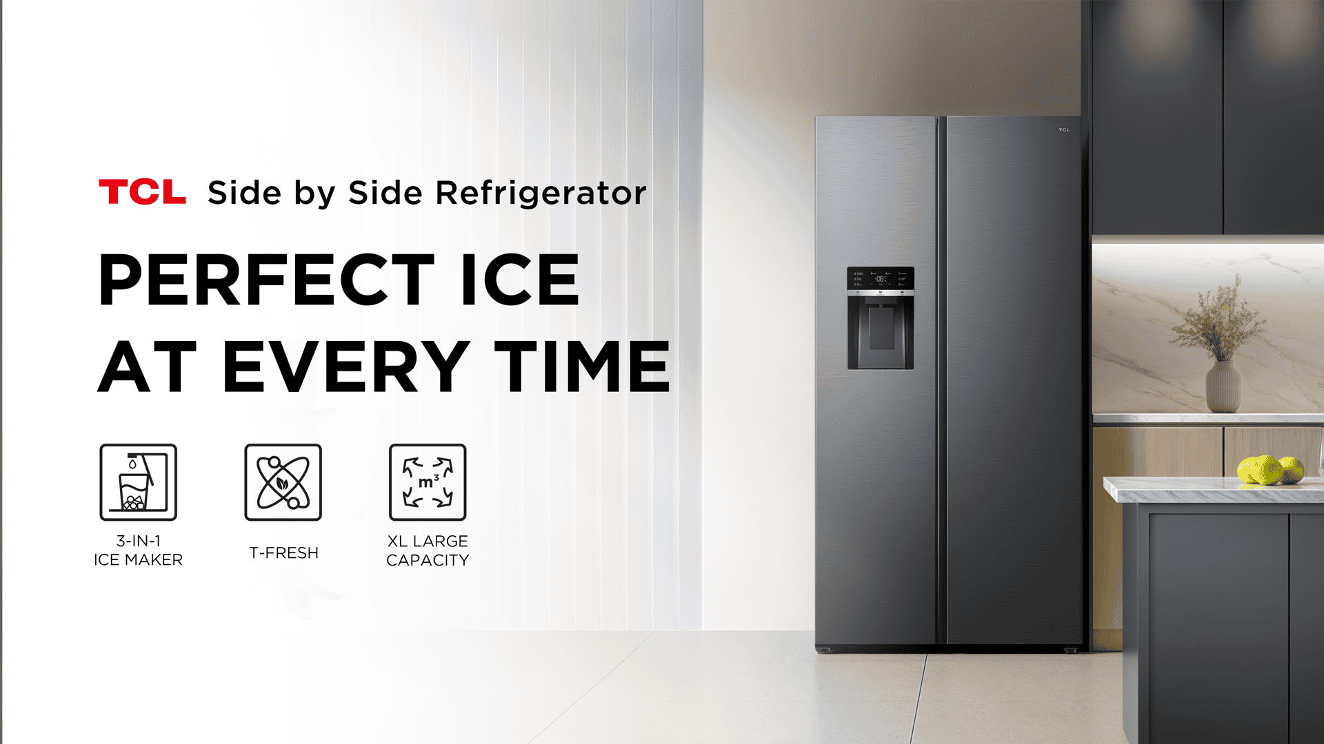 Side by Side RC591SXE0 Refrigerators - TCL Europe