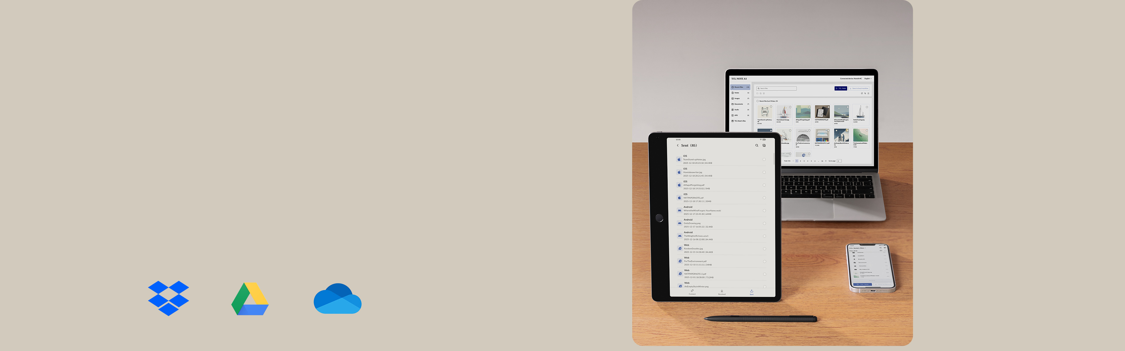 Note A1 NXTPAPER supports multiple file sync methods