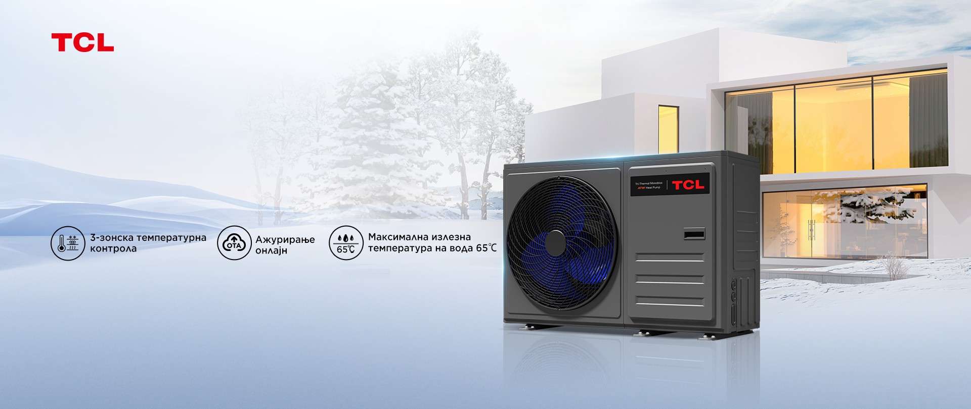 R32 Три-термална<br>(воздух-вода) топлинска пумпа
