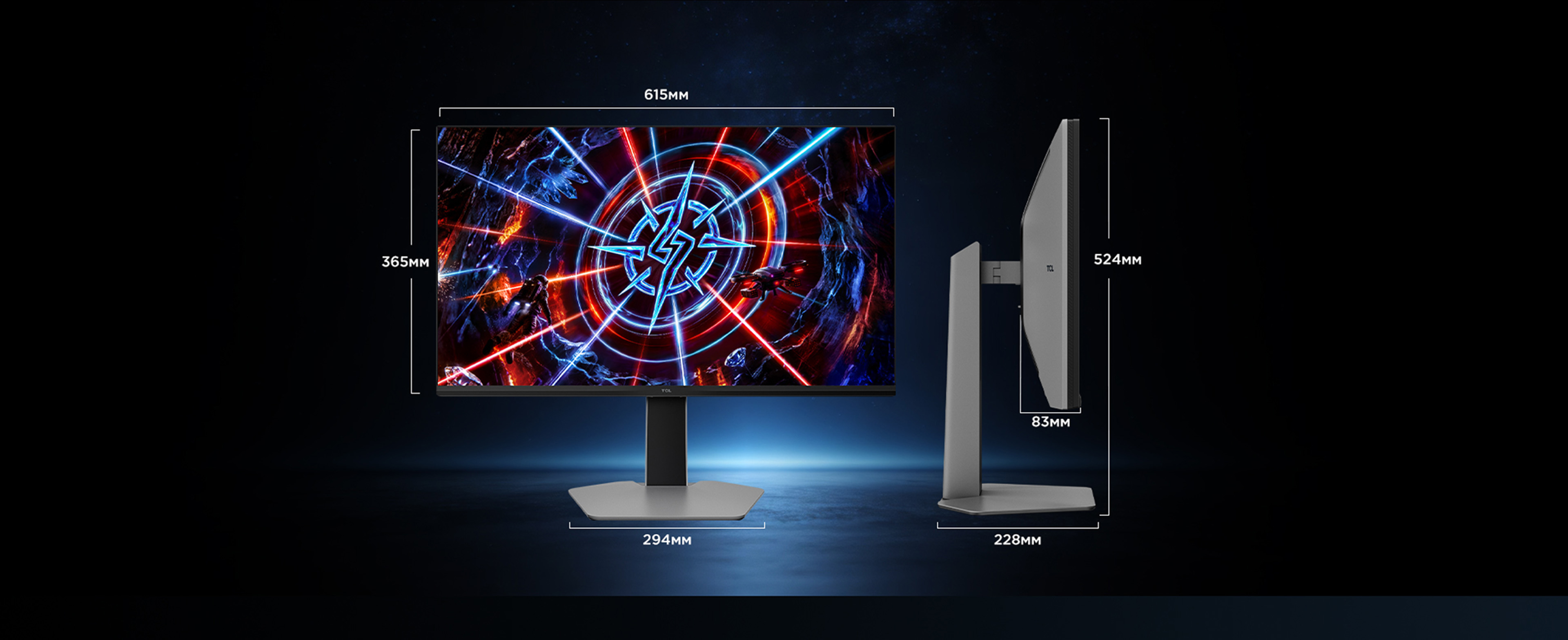 TCL 27P2A 200Hz Mini LED Gaming Monitor Dimension