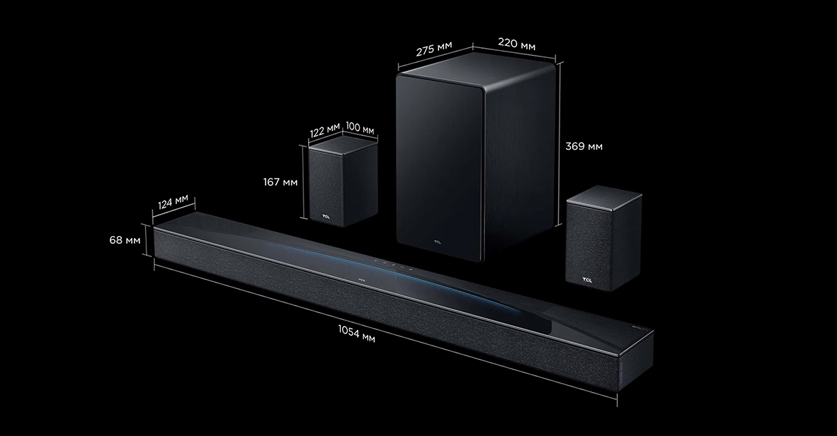 TCL Q85H Soundbar Product size