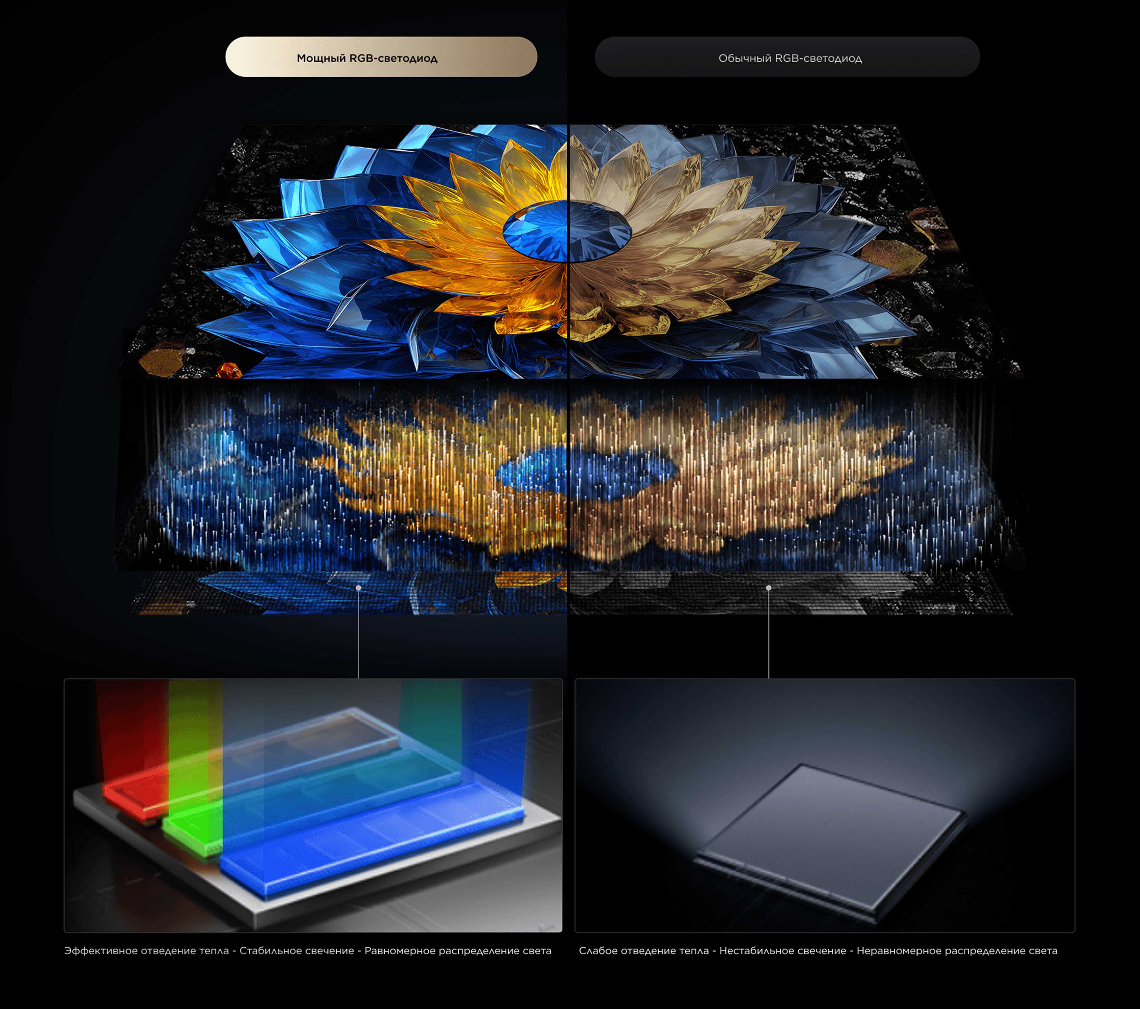 RGB Powerful Light-emitting Chip VS Conventional