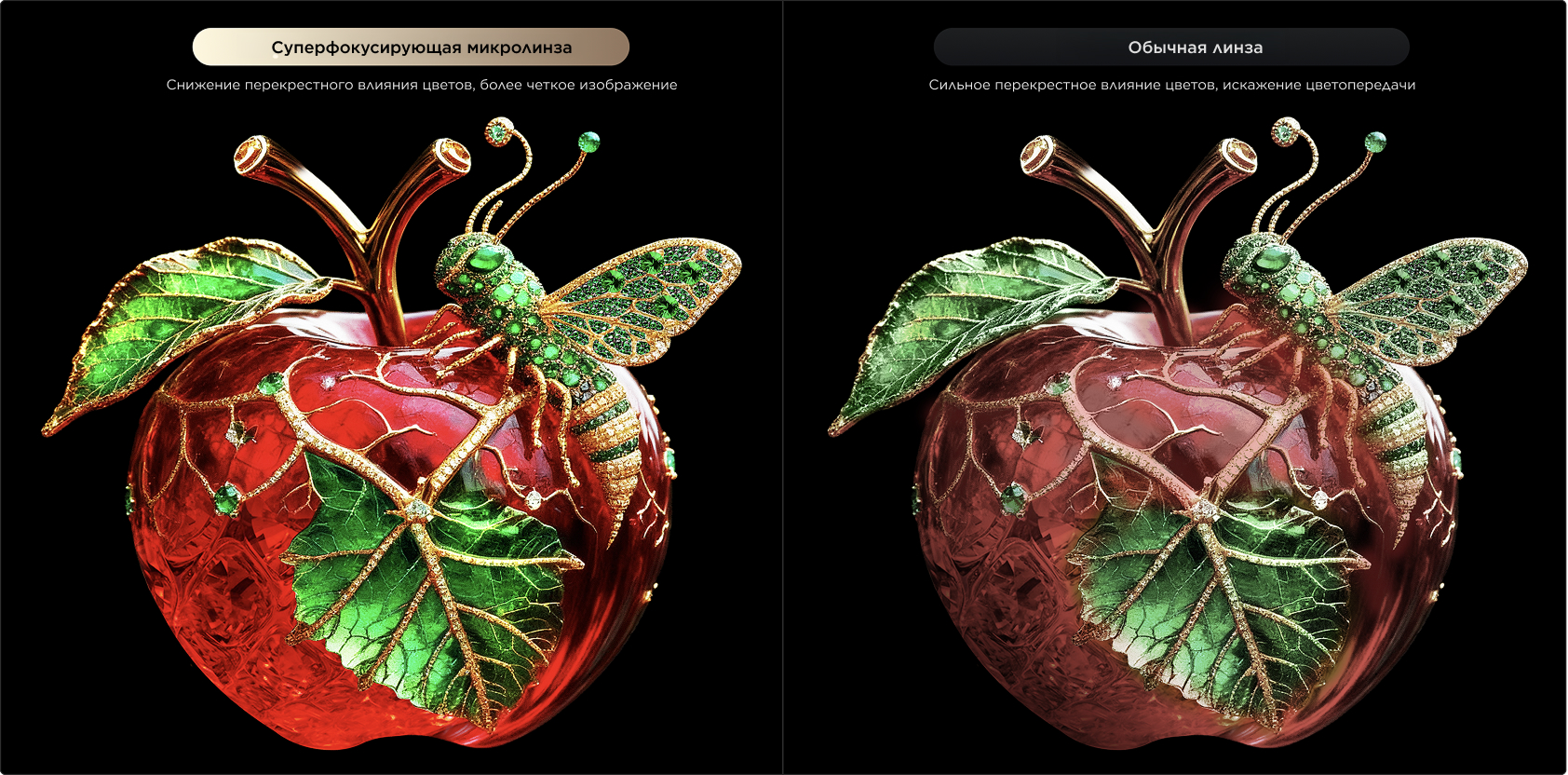 The Super Condensed Micro Lenses significantly mitigate collor crosstalk