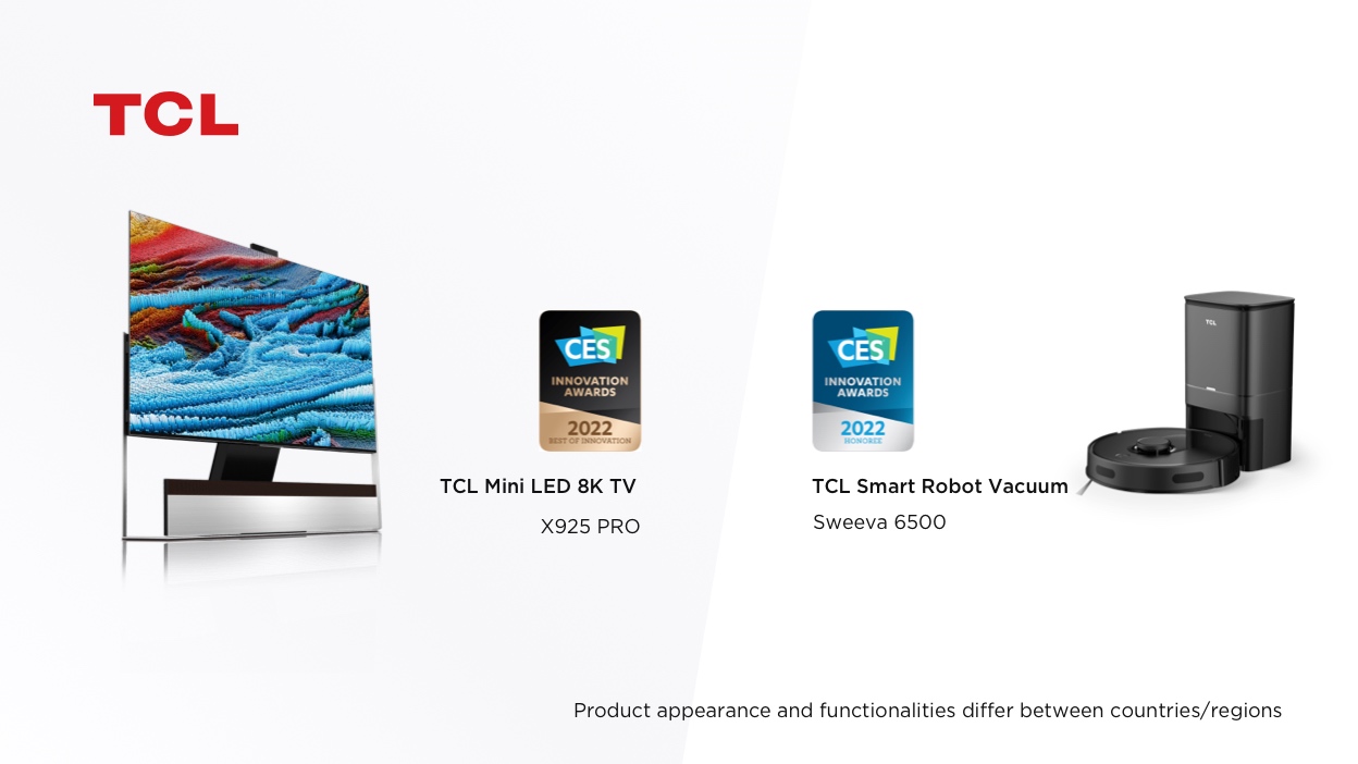 TCL 8K OD Zero Mini LED TV และเครื่องใช้ไฟฟ้าสมาร์ทโฮมได้รับรางวัลนวัตกรรมจาก CES 2022 รวมถึงรางวัลดสุดยอดนวัตกรรมยอดเยี่ยม
